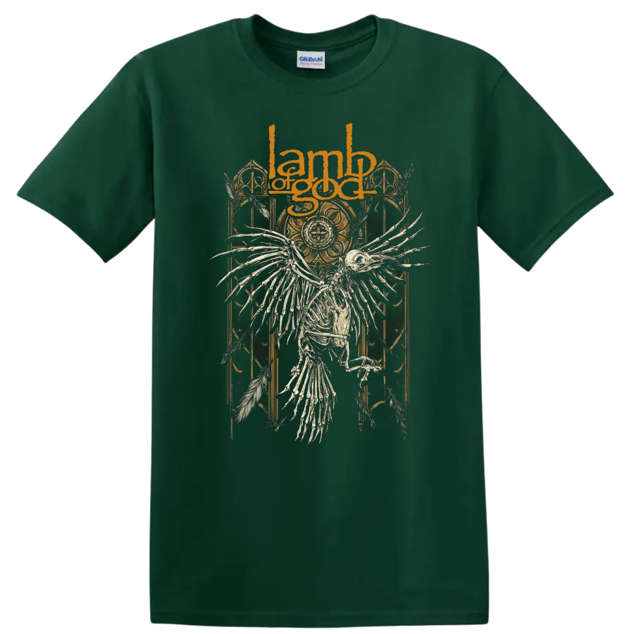 Lamb of God skeleton bird gothic graphic on a - Forest Green