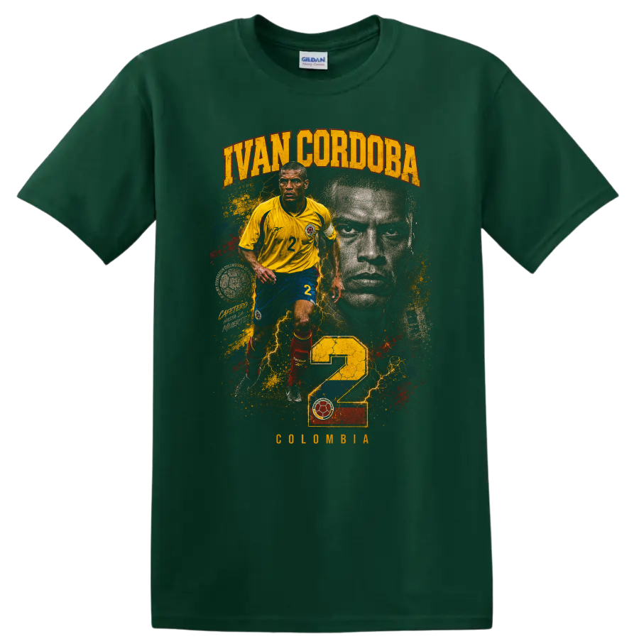 James Rodríguez Colombia soccer player graphic design on a Forest Green T Shirt