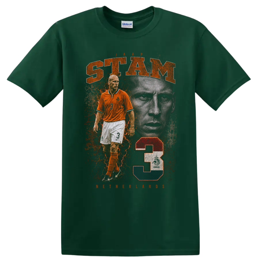 Wesley Sneijder Netherlands soccer collage with STAM text on a Forest Green T Shirt