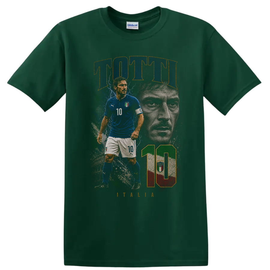 Daniele De Rossi Italy soccer tribute portrait graphic on a Forest Green T Shirt