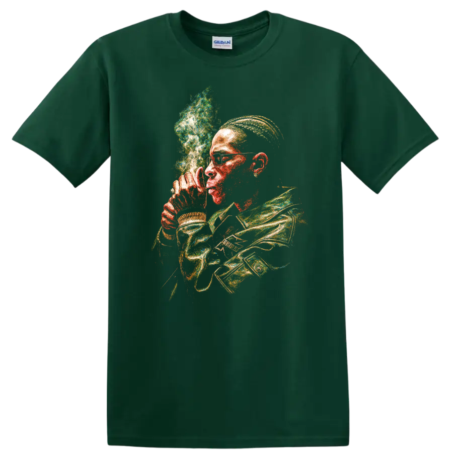 A$AP Rocky Same Problems? distressed colorful portrait artwork on a Forest Green T Shirt