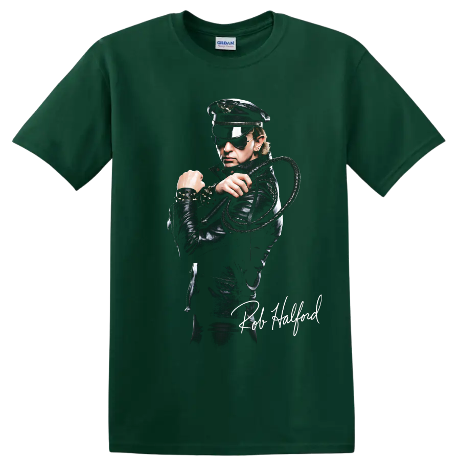 Rob Halford Judas Priest Metal God heavy metal portrait graphic on a Forest Green T Shirt