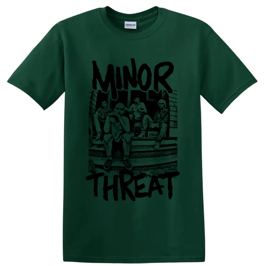 Minor Threat hardcore punk band graphic print on a Forest Green T Shirt