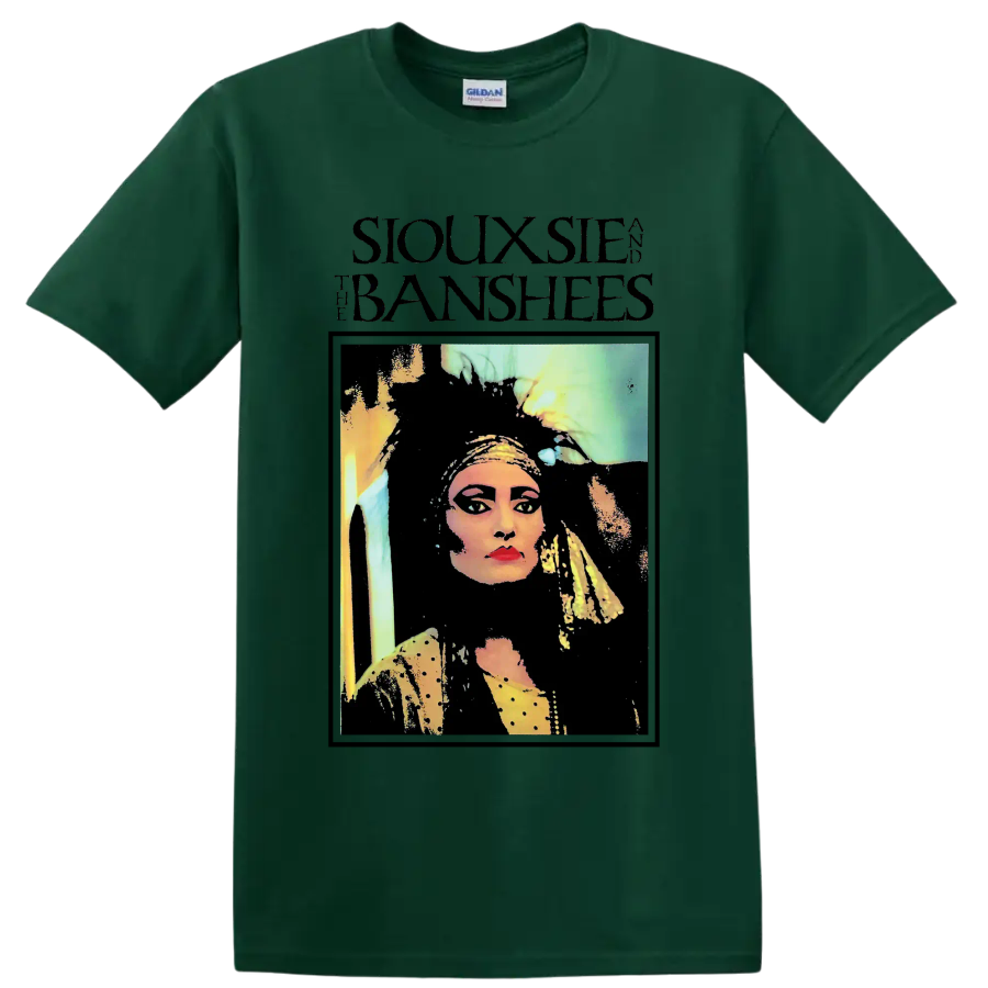Siouxsie and the Banshees punk rock portrait graphic on a Forest Green T Shirt