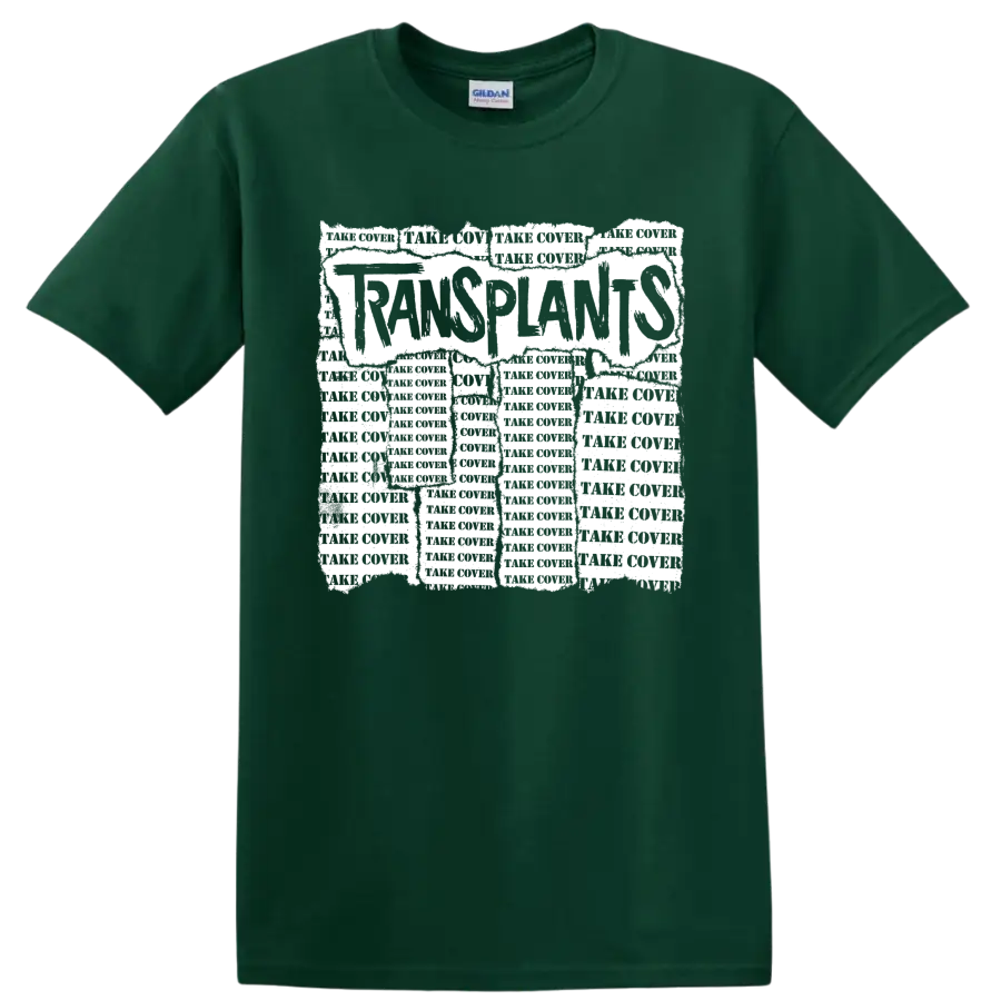 Transplants punk rock band logo graphic on a Forest Green T Shirt