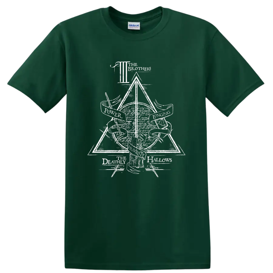 Harry Potter Prisoner of Azkaban stag Patronus triangle graphic print on a Forest Green T Shirt