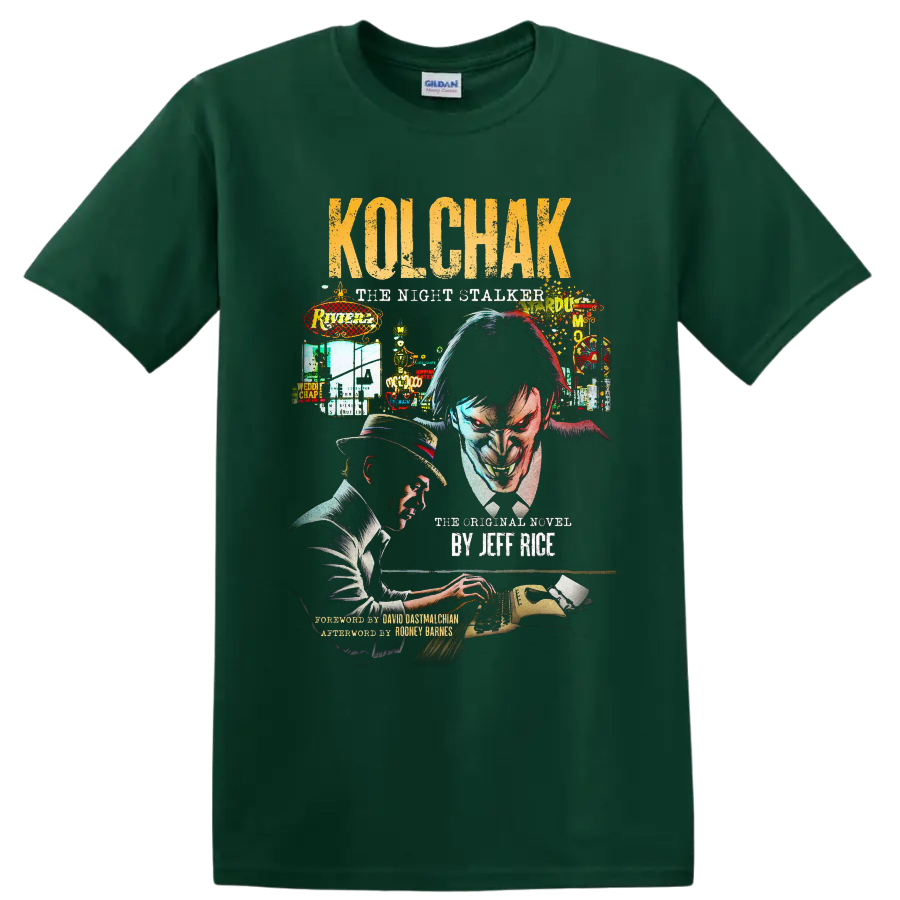 Carl Kolchak The Night Stalker vintage horror detective graphic on a Forest Green T Shirt