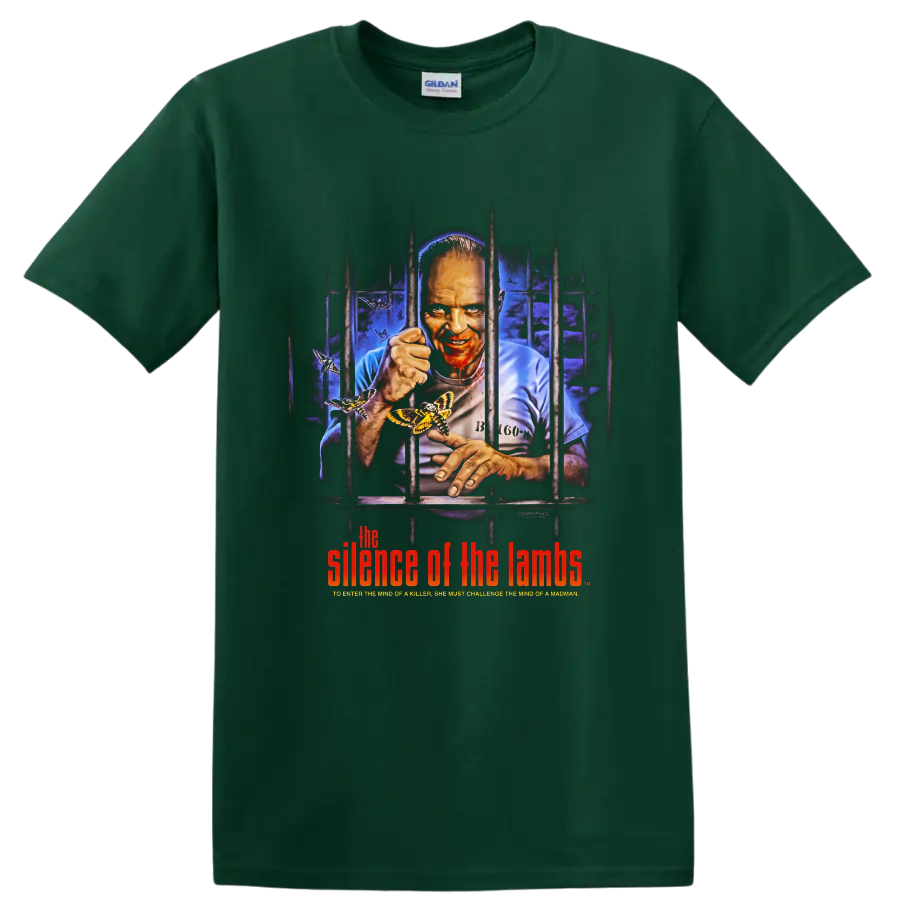 The Silence of the Lambs prisoner behind bars horror poster art on a Forest Green T Shirt