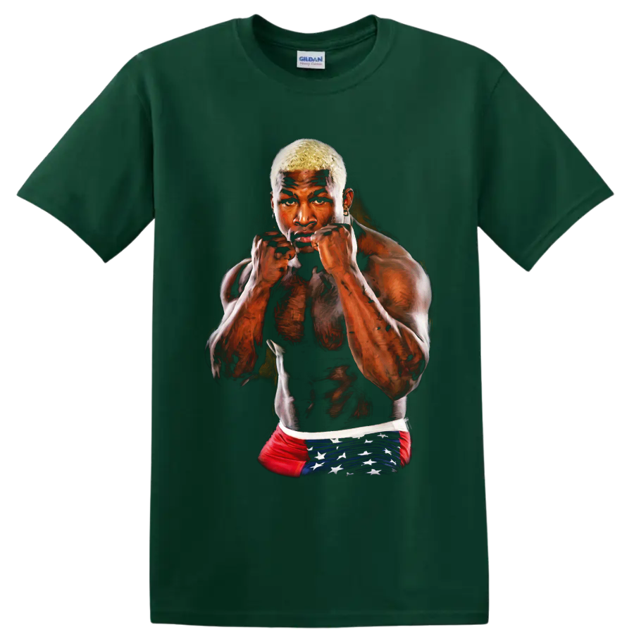 Kevin Randleman The Monster MMA fighter portrait in a guarded stance on a Forest Green T Shirt