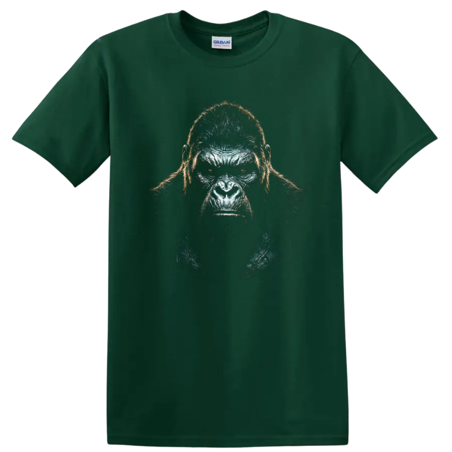 King Kong giant ape dark cinematic portrait graphic print on a Forest Green T Shirt