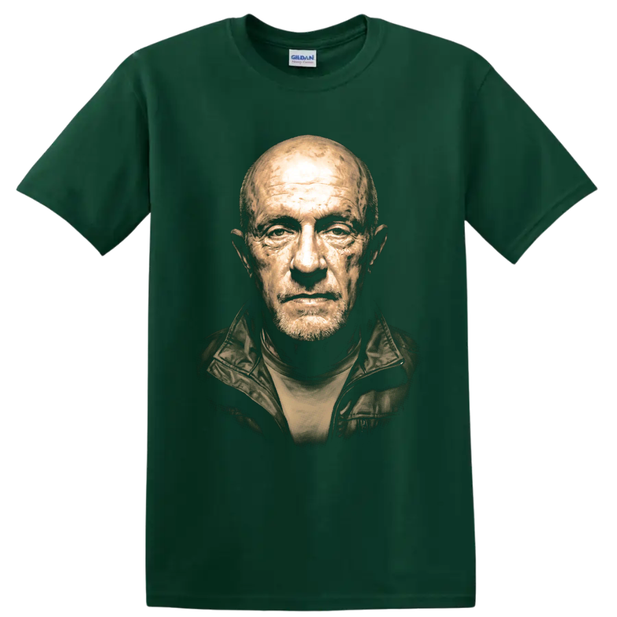 Mike Ehrmantraut sepia-toned portrait graphic print on a Forest Green T Shirt