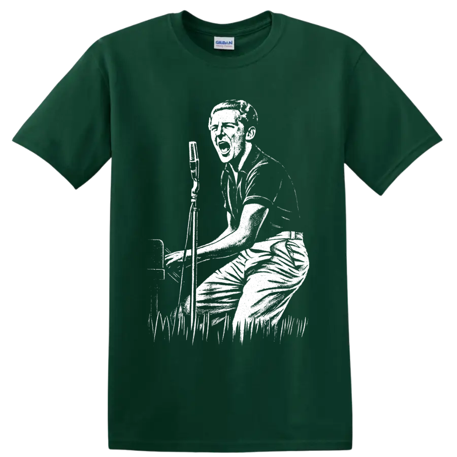 Jerry Lee Lewis black-and-white graphic of a pianist performing at a piano on a T - Forest Green