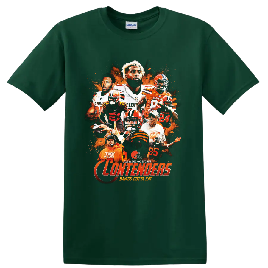 Baker Mayfield and Odell Beckham Jr Cleveland Browns 2019 Contenders collage on a Forest Green T Shirt