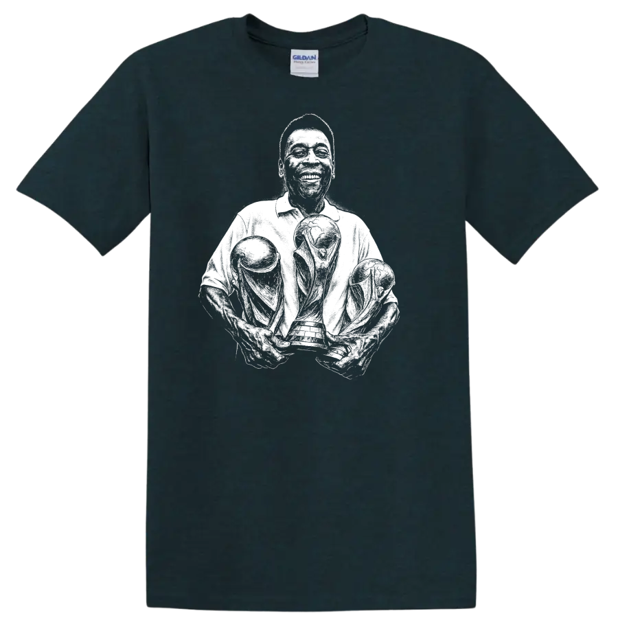 Retro soccer Pelé legend style portrait graphic T - Midnight (Green)