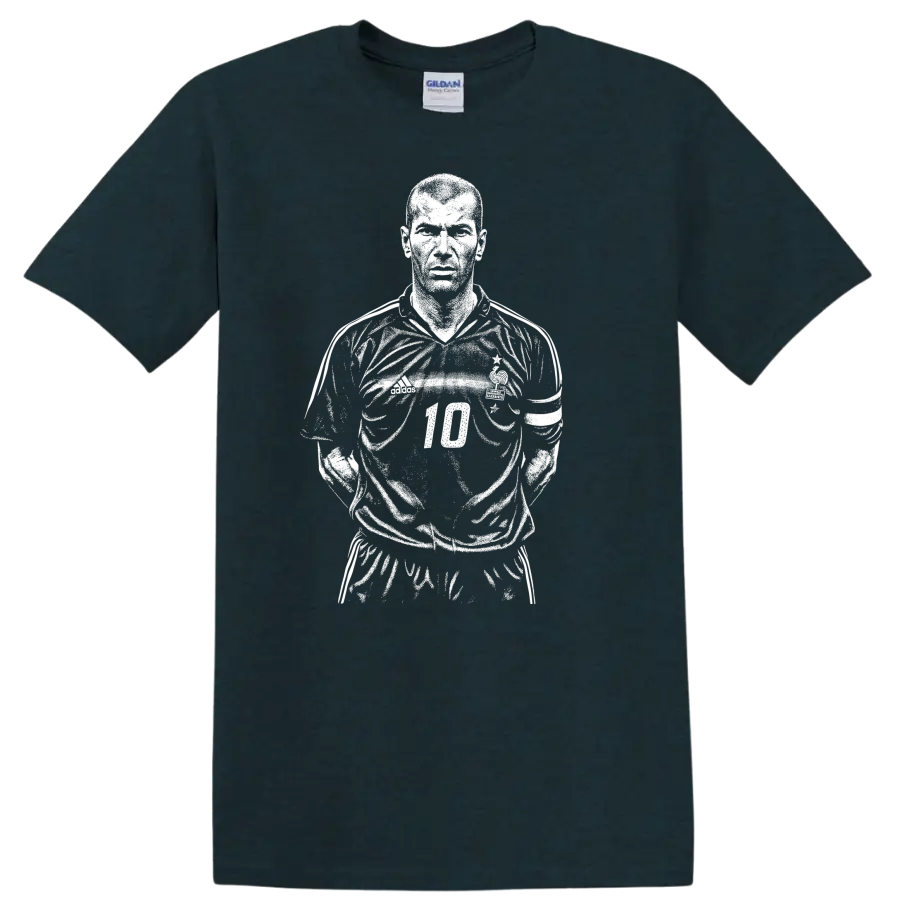 Black and white retro soccer portrait graphic T-shirt inspired by - Midnight (Green)