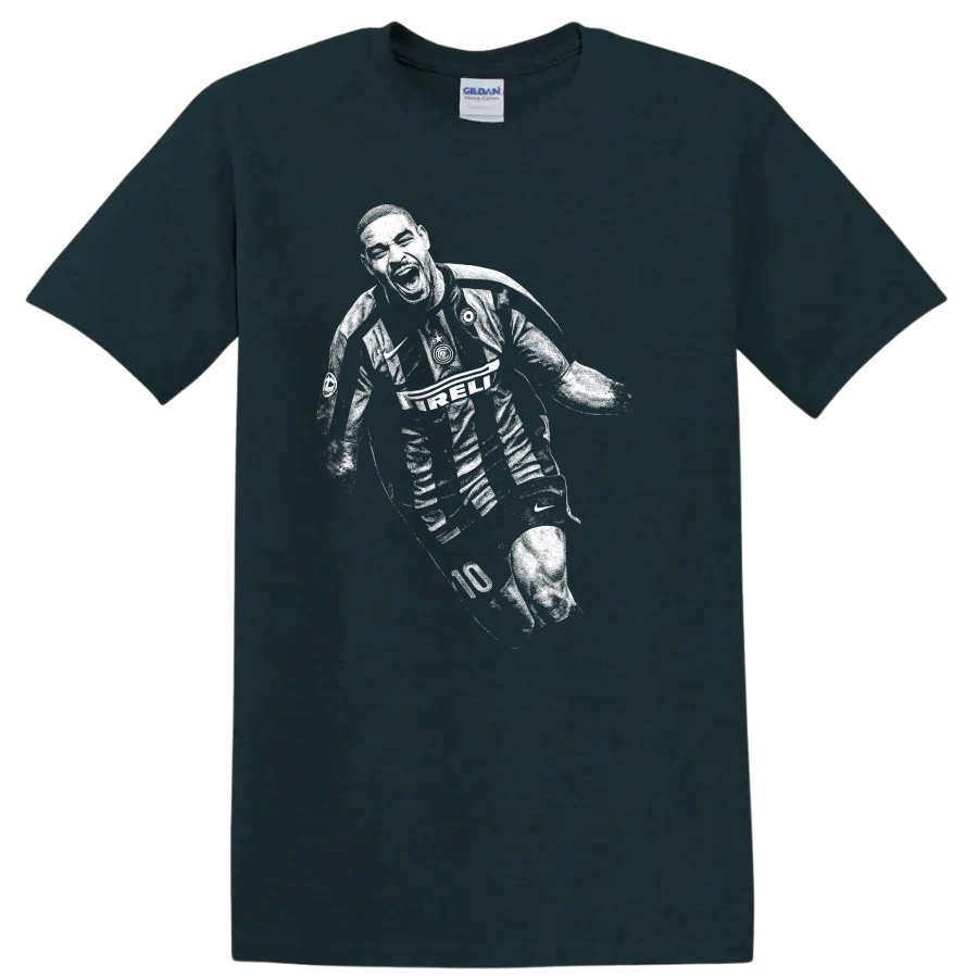 Retro soccer legend portrait of Adriano Leite Ribeiro on a T - Midnight (Green)