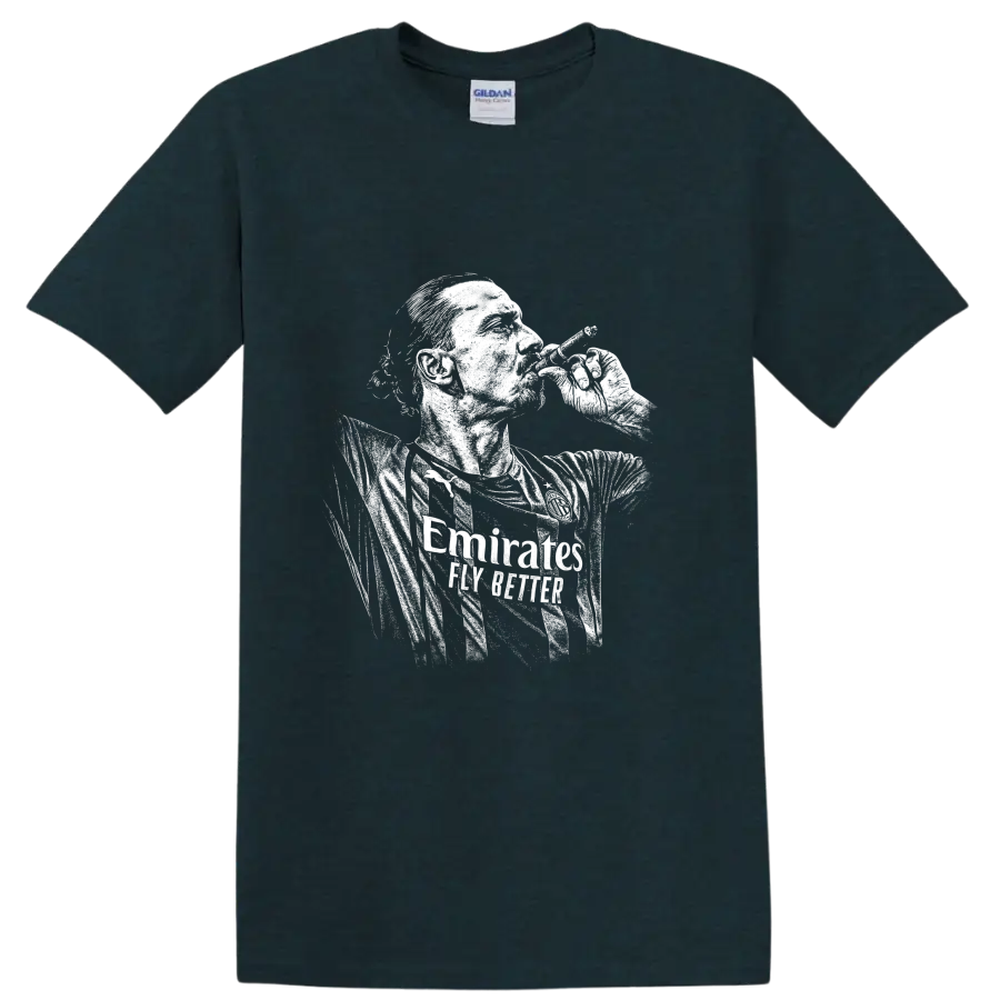 Retro soccer portrait of Zlatan Ibrahimović style graphic T - Midnight (Green)