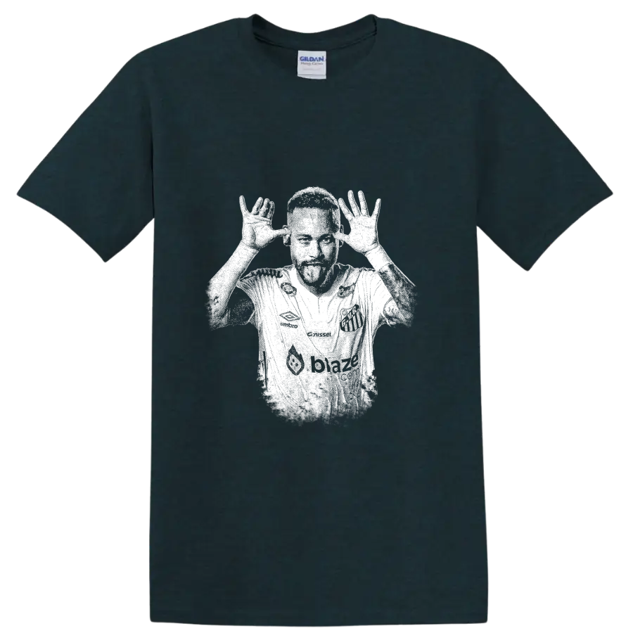 Retro soccer player portrait of Neymar Jr legend style T Shirt - Midnight (Green)