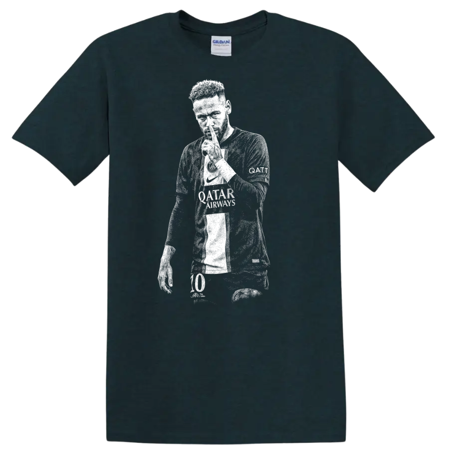 Retro soccer player portrait silhouette design inspired by Neymar Jr. T - Midnight (Green)