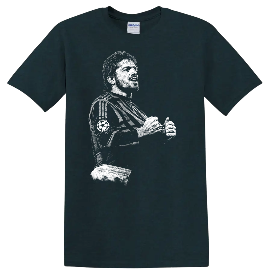 Retro black and white pixel portrait of Gennaro Gattuso soccer legend T - Midnight (Green)