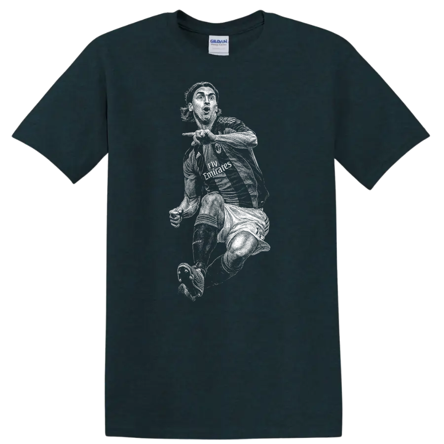 Retro soccer portrait of Zlatan Ibrahimović style graphic T - Midnight (Green)
