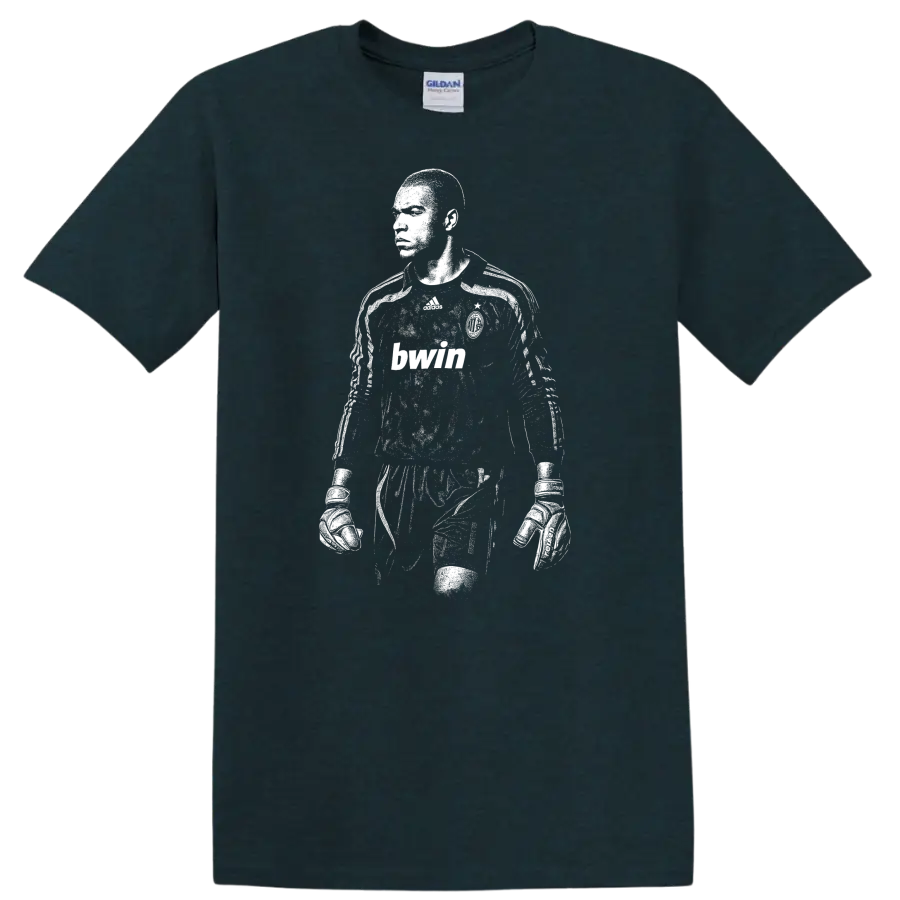 Black and white retro soccer portrait of Nelson de Jesus Silva T - Midnight (Green)