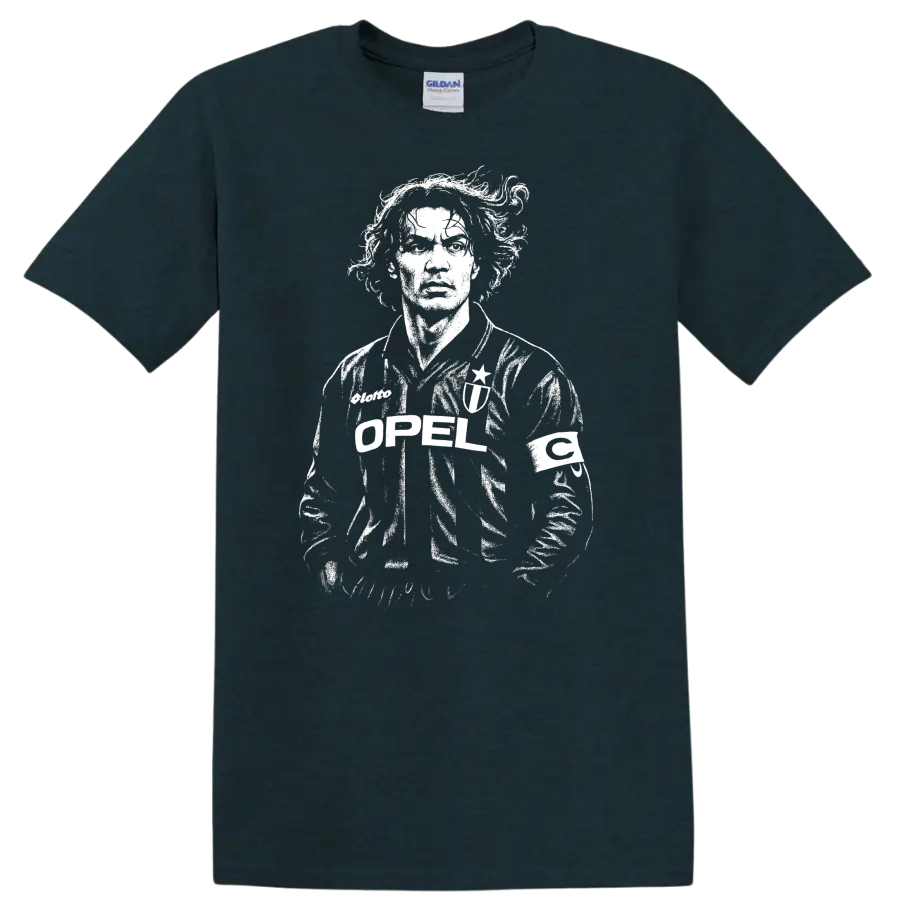 Retro soccer player portrait in vintage legend style T - Midnight (Green)