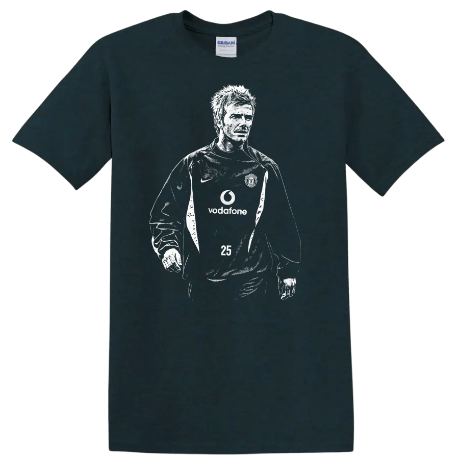 Black and white retro soccer player portrait graphic - Midnight (Green)