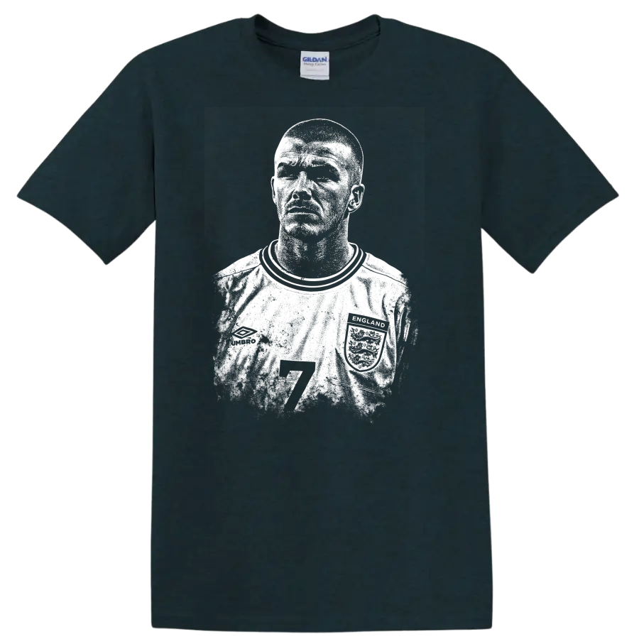 Retro soccer portrait David Beckham legend style T - Midnight (Green)