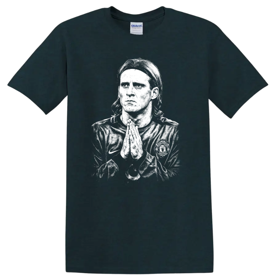 Retro soccer portrait graphic of Diego Forlán legend style on T - Midnight (Green)
