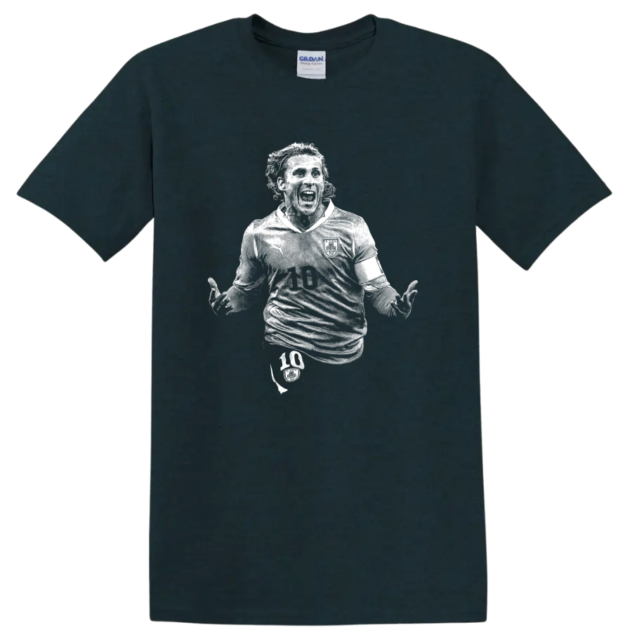 Retro soccer portrait silhouette inspired by Diego Forlán T - Midnight (Green)