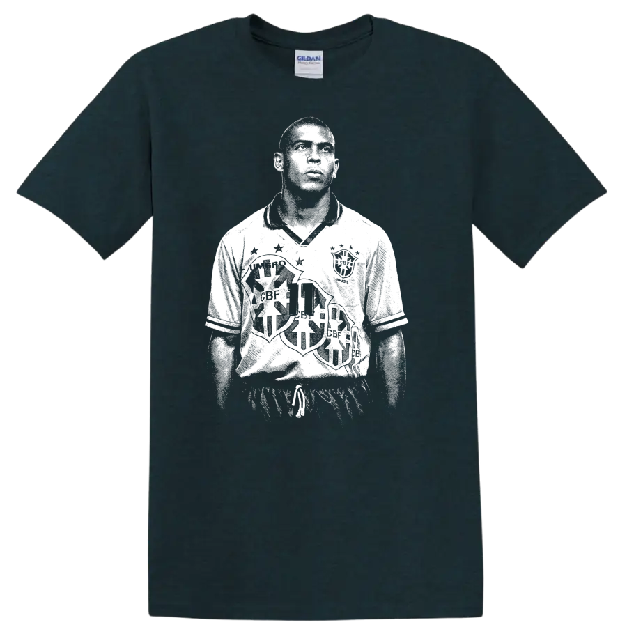 Retro soccer portrait of Ronaldo Nazário legend style - Midnight (Green)