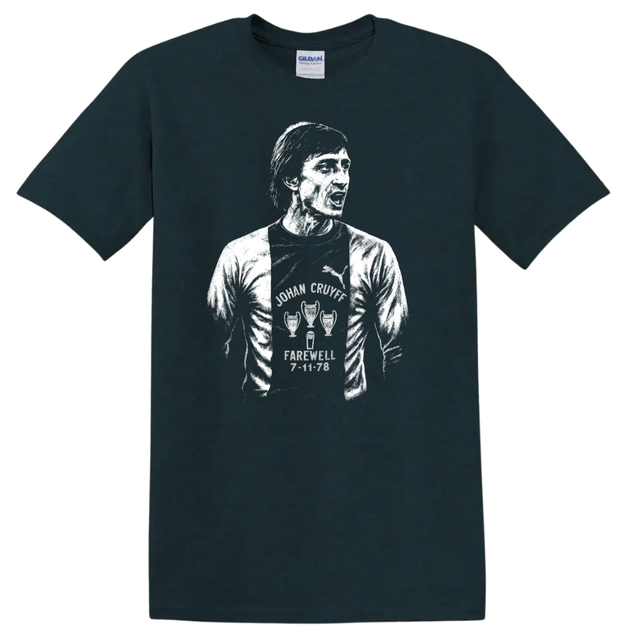 Retro black and white soccer legend portrait graphic T - Midnight (Green)
