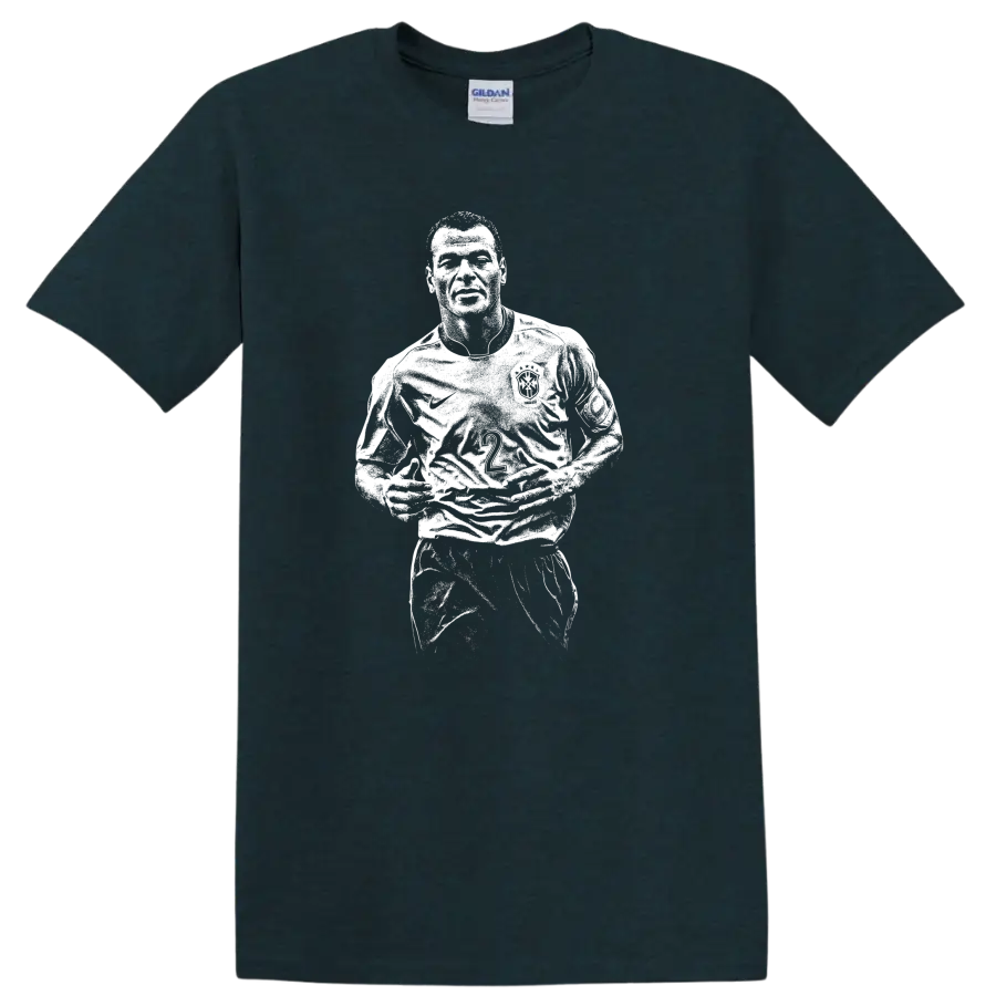 Retro soccer legend portrait style design inspired by Marcos Evangelista de Morais on T - Midnight (Green)
