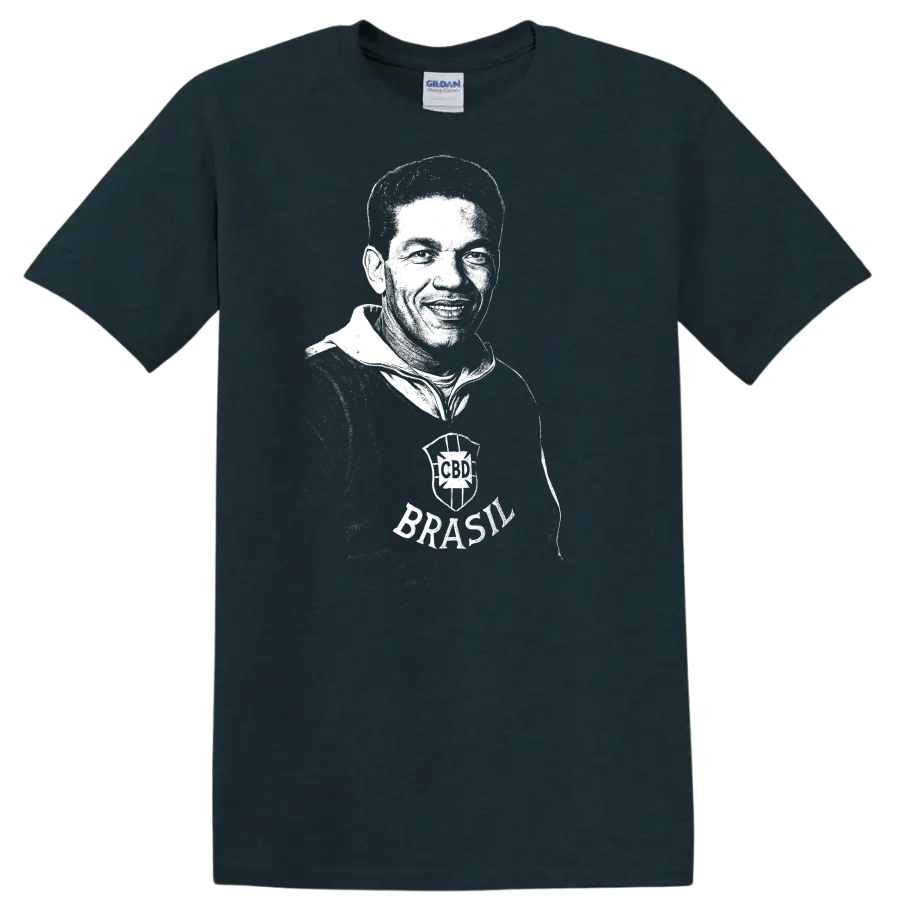 Black and white retro soccer legend portrait graphic T - Midnight (Green)