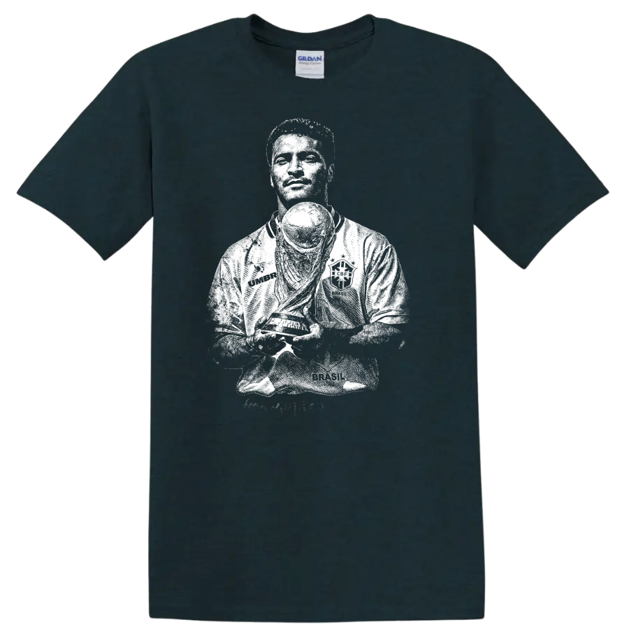 Retro soccer portrait silhouette of Romário de Souza Faria T - Midnight (Green)
