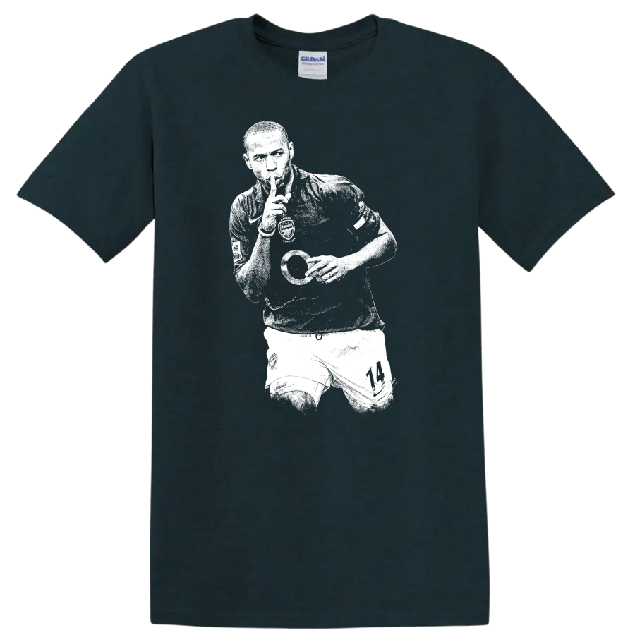 Retro soccer legend portrait style Thierry Henry T Shirt - Midnight (Green)