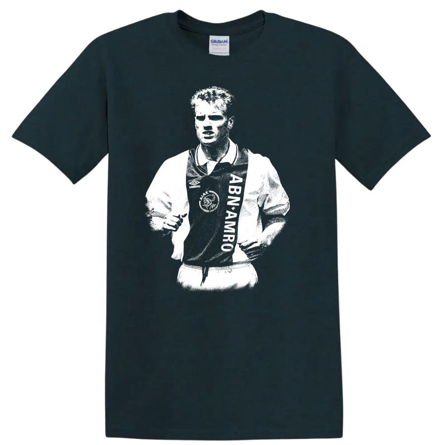 Retro black and white Dennis Bergkamp portrait T Shirt - Midnight (Green)