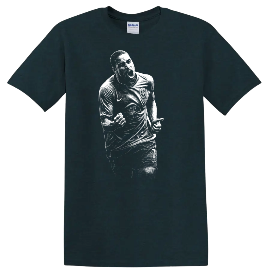 Retro soccer portrait of Adriano Leite Ribeiro style graphic T - Midnight (Green)