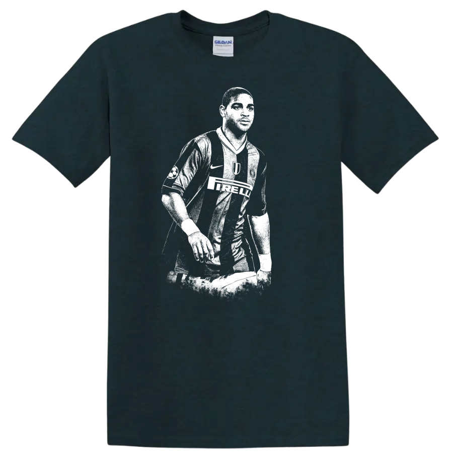 Retro soccer legend portrait silhouette style T Shirt featuring Adriano Leite - Midnight (Green)