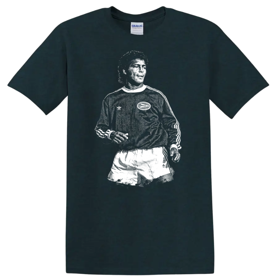 Retro soccer legend portrait of Romário in high-contrast black and white T Shirt - Midnight (Green)