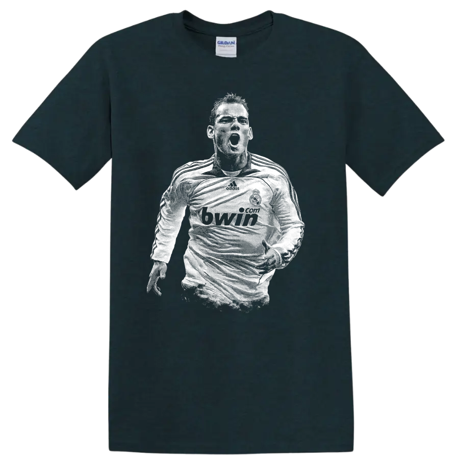 Retro pixel-style Cristiano Ronaldo portrait T shirt - Midnight (Green)