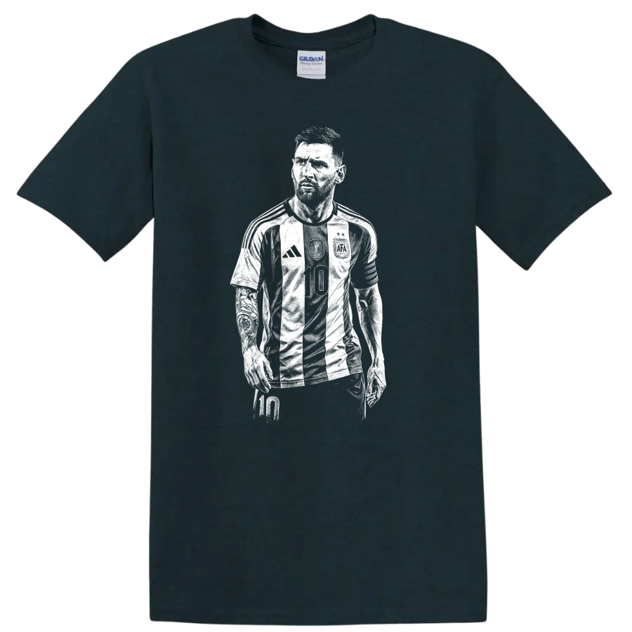 Retro soccer Lionel Messi portrait legend style T - Midnight (Green)