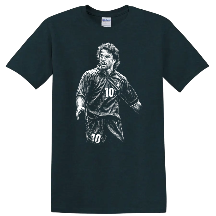 Retro soccer portrait of Alessandro Del Piero legend style T shirt - Midnight (Green)