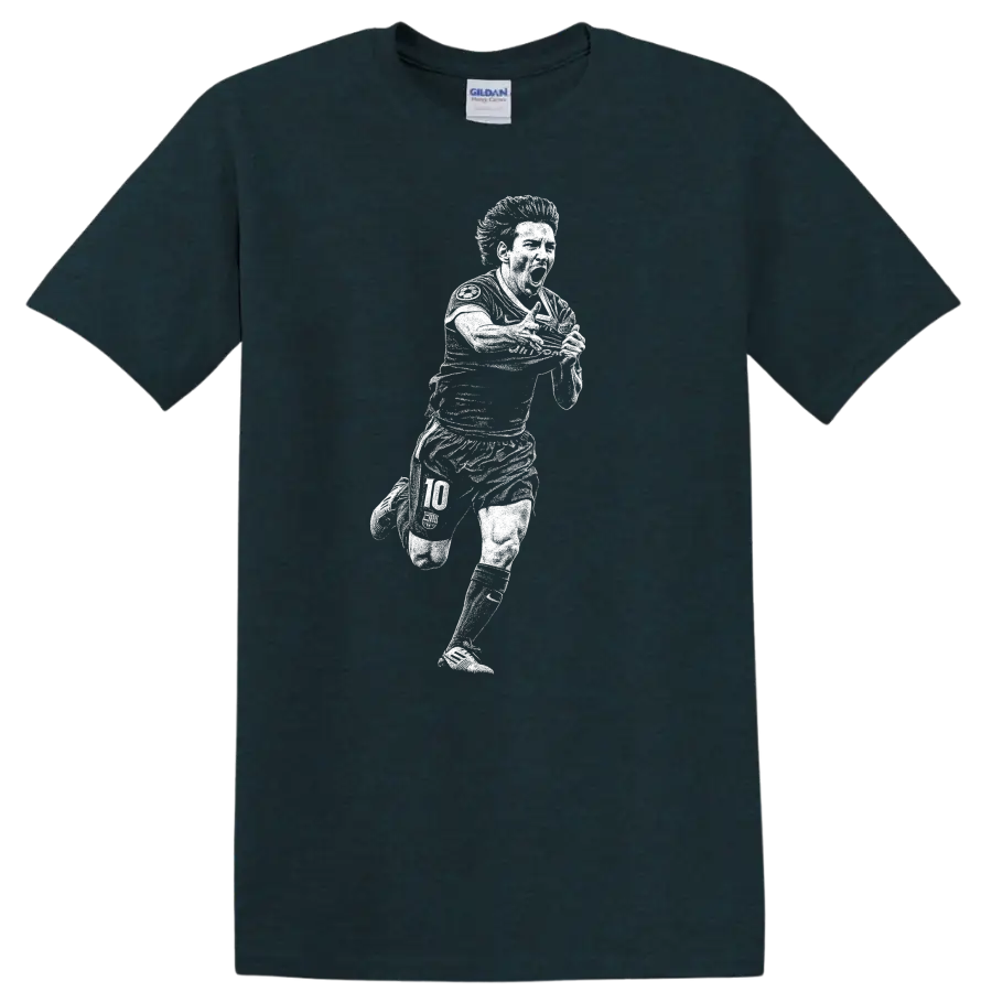 Retro soccer portrait of Lionel Messi legend style T - Midnight (Green)