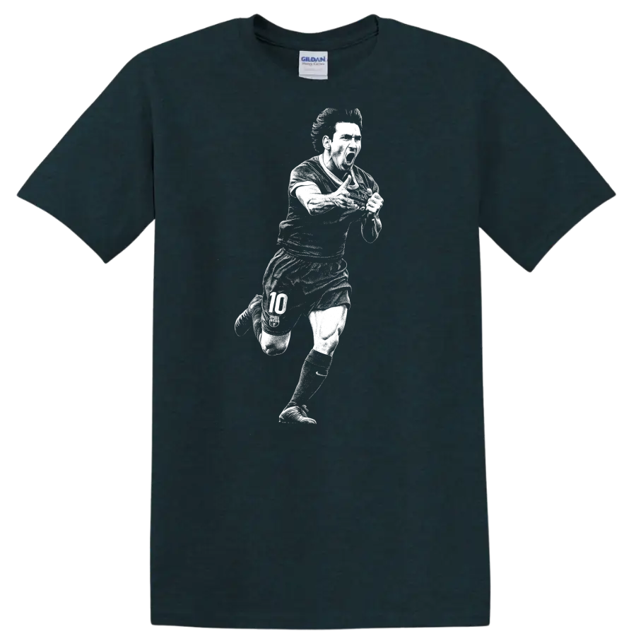 Retro soccer portrait of Lionel Messi in black and white on a - Midnight (Green)
