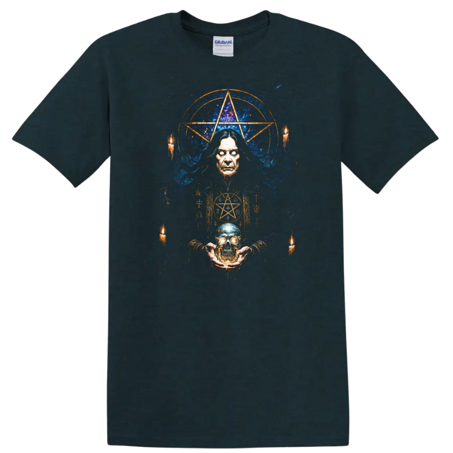 Heavy Metal Occult Legend Skull T Shirt Retro Rock Album Cover Style - Midnight (Green)
