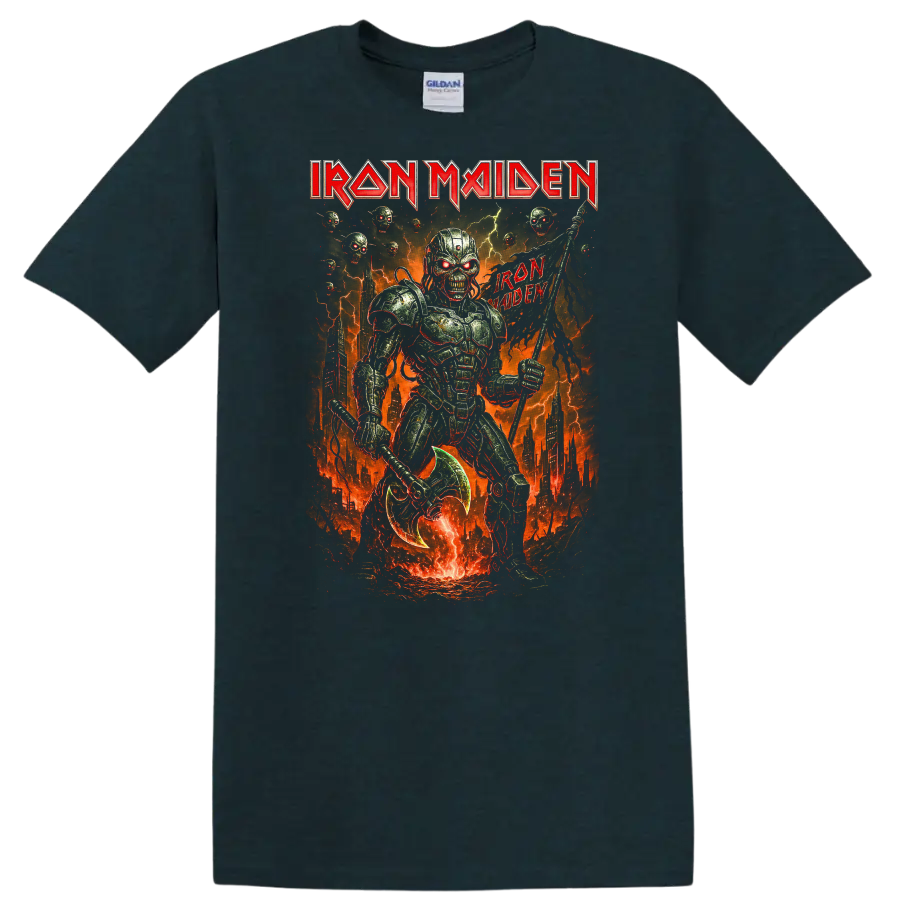 Iron Maiden Retro Heavy Metal Album Cover Style T Shirt - Midnight (Green)