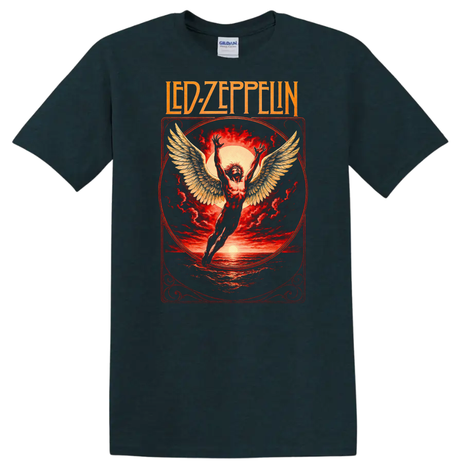 Led Zeppelin Retro Heavy Metal Album Cover Style T Shirt - Midnight (Green)