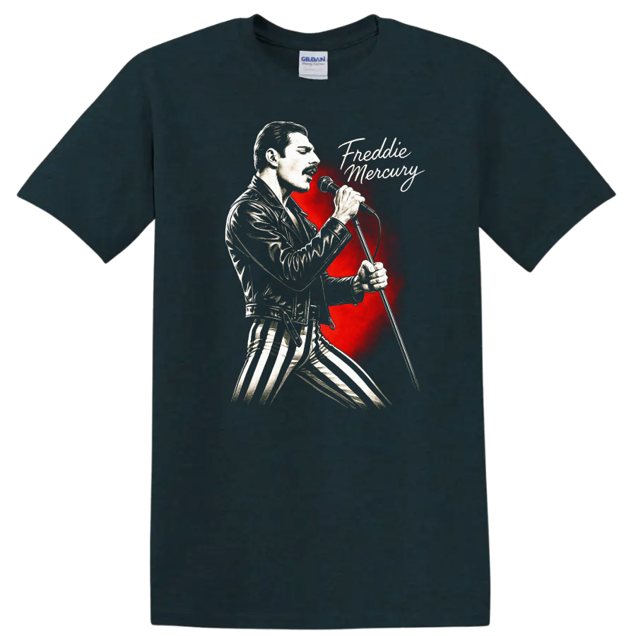 Freddie Mercury Retro Rock Heavy Metal Legend Style T Shirt - Midnight (Green)